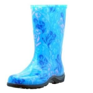 Sloggers Women's Spring Blue Waterproof Rain & Garden Boots NWT Mid-Calf